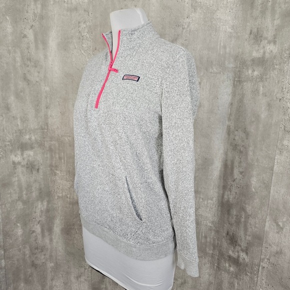 Vineyard Vines Gray Fleece Shep Shirt Pullover Women's M‎ Pink Quarter Zip 2016 - Picture 4 of 12